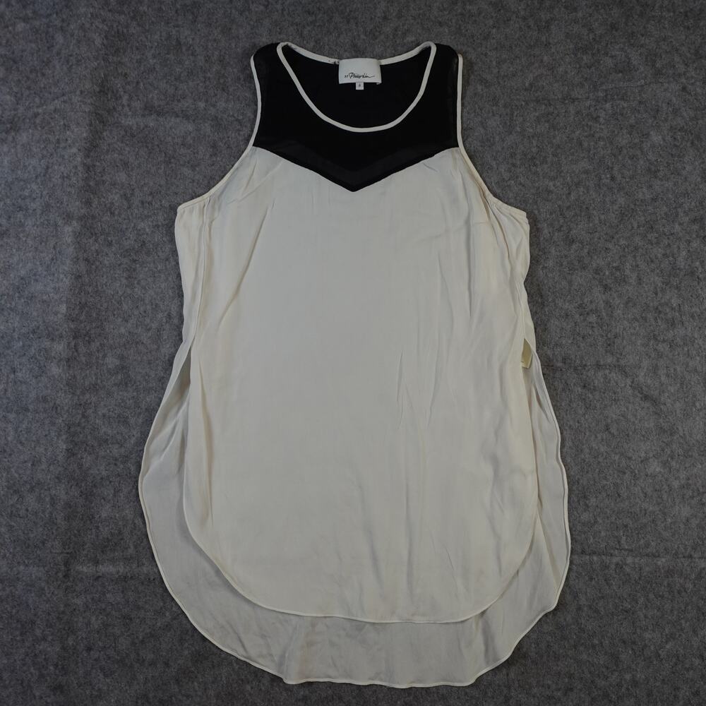 3.1 Phillip Lim Top Womens 6 Silk Tunic Sleeveless Black White